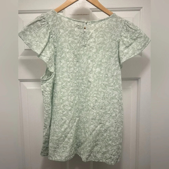 Ana A New Approach Women’s Mint Green/White Floral, Ruffled Blouse Size XXL - Picture 2 of 6